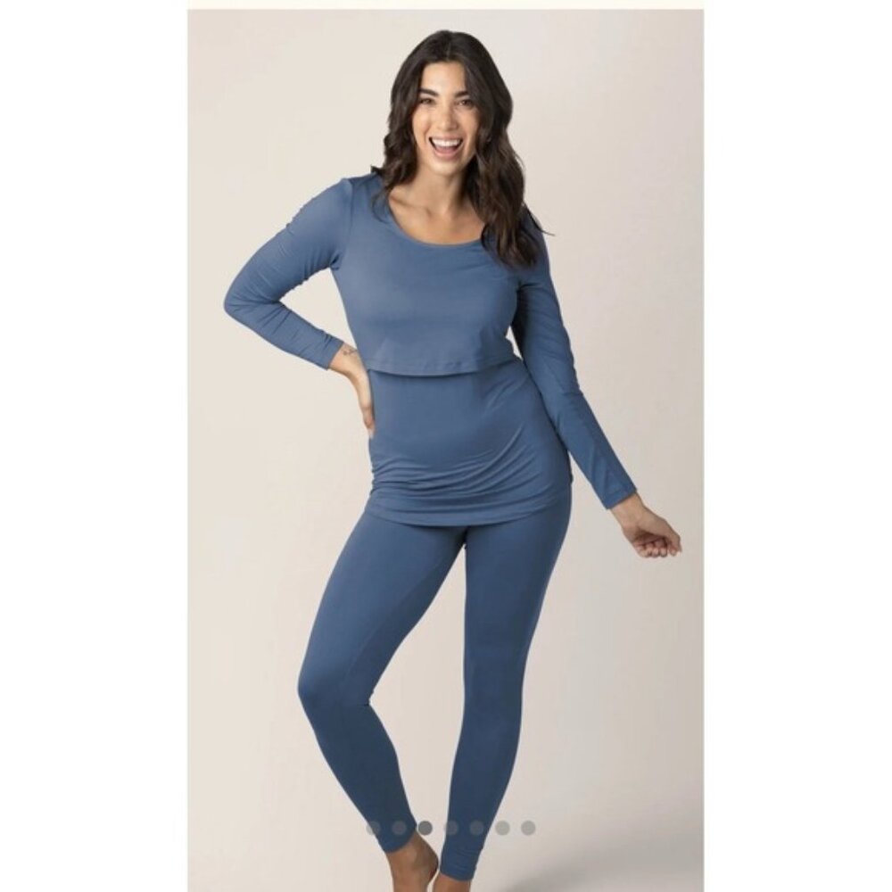 New Kindred Bravely Maternity Jane Nursing Pajama‎ Set Size Small Slate Blue